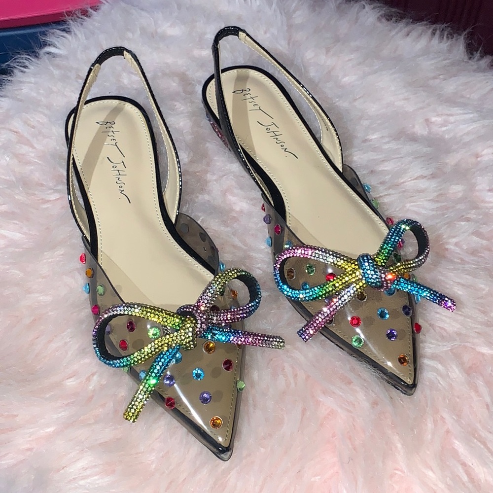 Betsy Johnson SB-Gabby 0559 Rainbow Rhinestone Flats in EUC - So Cute!!!